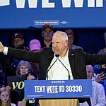 Governor Tim Walz during a presidential rally. .