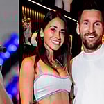 Coldplay (left) Lionel Messi and wife (right)