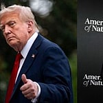 A photo collage of Donald Trump and Seth Meyers