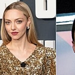 Photo collage of Amanda Seyfried (left) and Charlie Kirk (right)