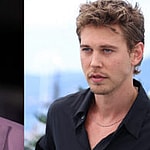 A photo collage of Brad Pitt and Austin Butler