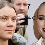 A photo collage of Greta Thunberg and Meghan McCain