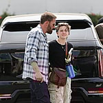 Ben Affleck is seen with his Son Samuel and daughter Fin after having brunch in Santa Monica.