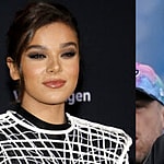 A photo collage of Hailee Steinfeld and Josh Allen