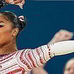 Jordan Chiles performing floor at 2024 Paris Olympics