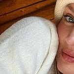 Candice Swanepoel selfie in a beanie