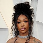 A photo collage of SZA and Donald Trump