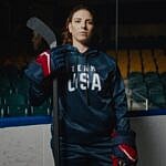 Hilary Knight on the ice in Team USA uniform