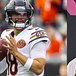 Photo collage of Lil Wayne and Caleb Williams.