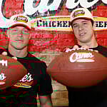 Christian and Luke McCaffrey Work Pre-Pro Bow Shift at Raising Cane's in the Bay Area During Super Bowl Week