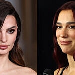 A photo collage of Emily Ratajkowski and Dua Lipa
