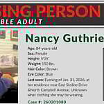 Nancy Guthrie's Missing Person's Alert