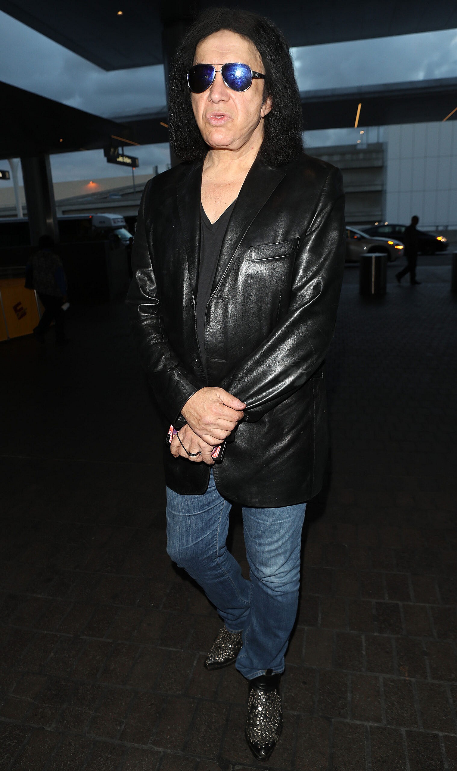 Gene Simmons arriving at the Los Angeles International Airport
