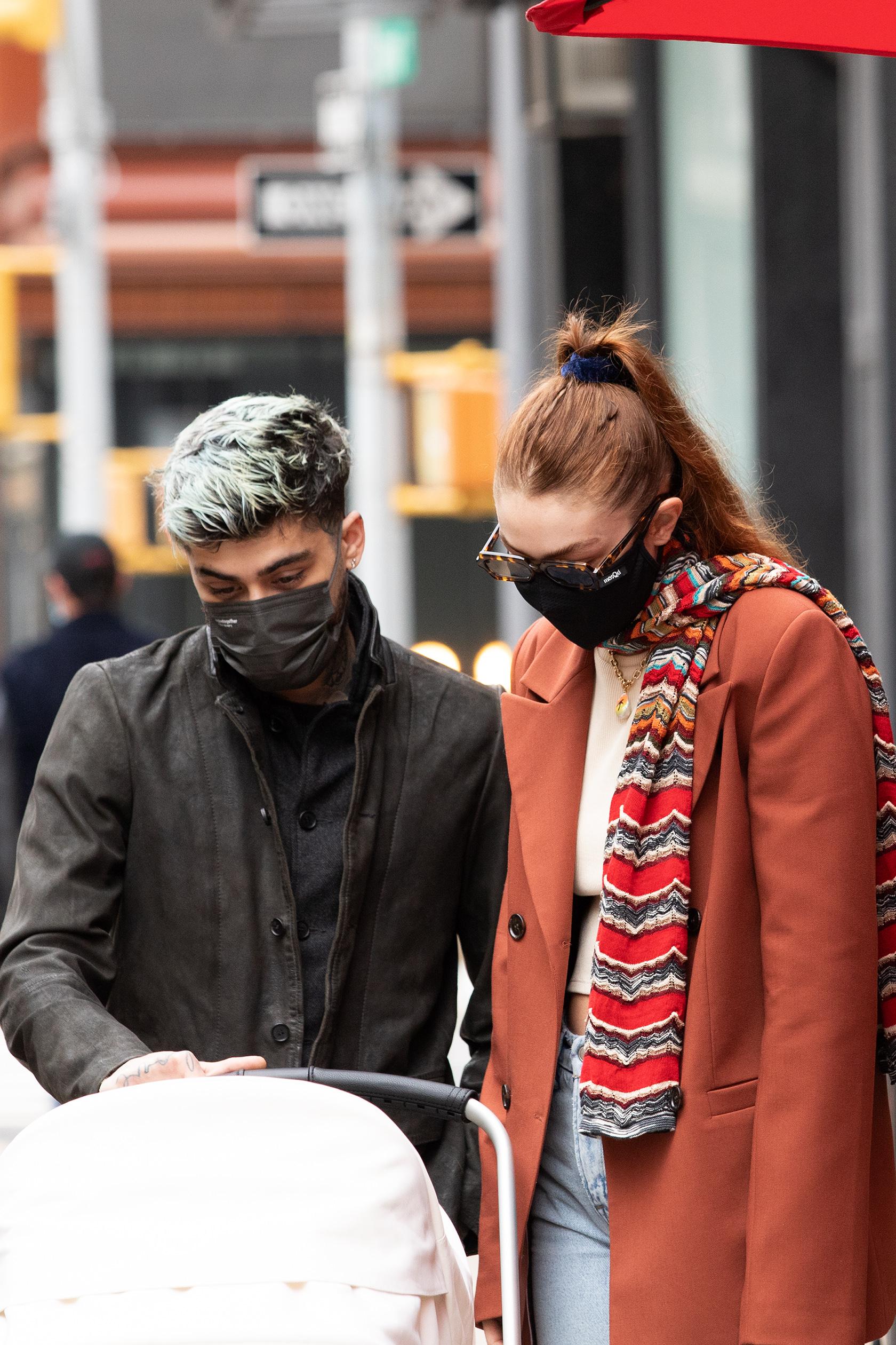 Gigi Hadid and Zayn Malik with their daughter in NYC