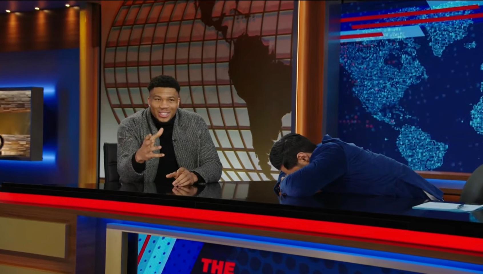 Giannis Antetokounmpo and Hasan Minhaj