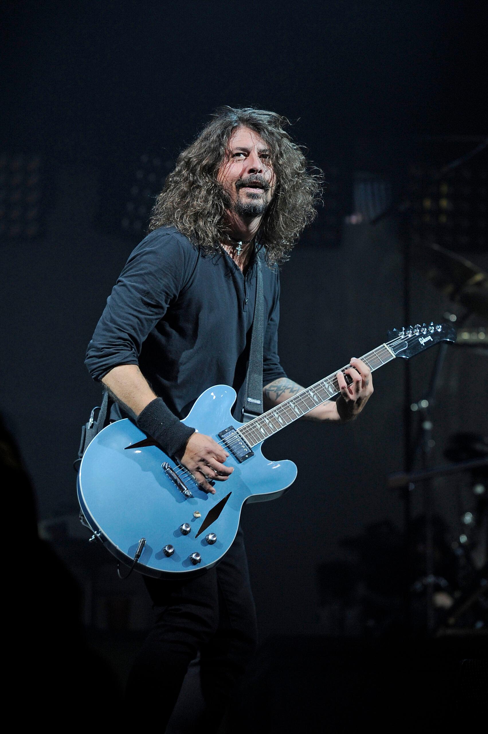 Foo Fighters performing at Glastonbury Festival