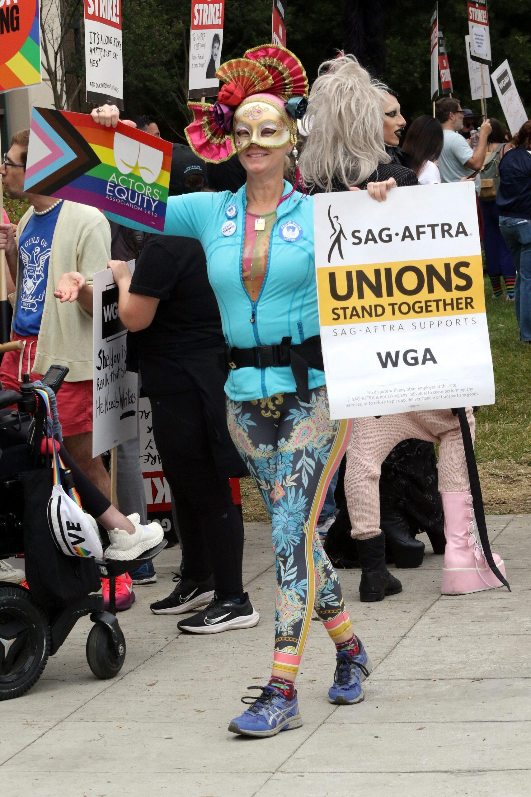 General views of the writers strike on Thursday