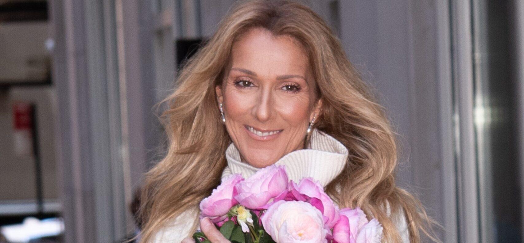 Celine Dion Departs Hotel in NYC in a Flowered Dress