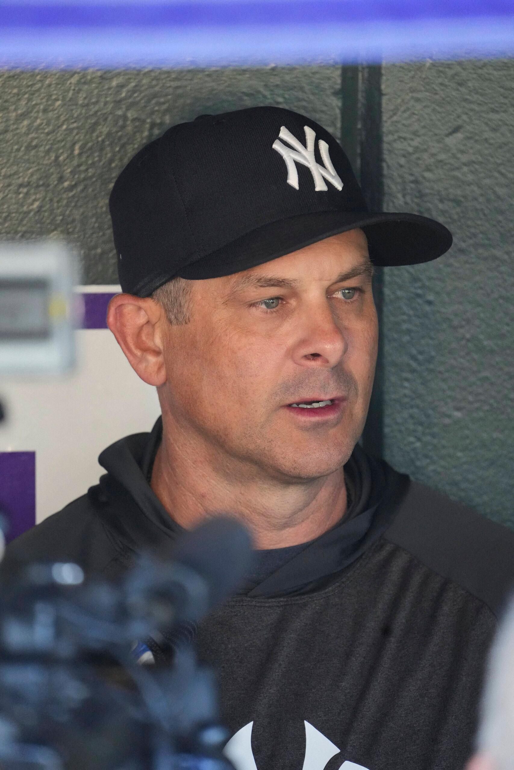 Aaron Boone talking to press