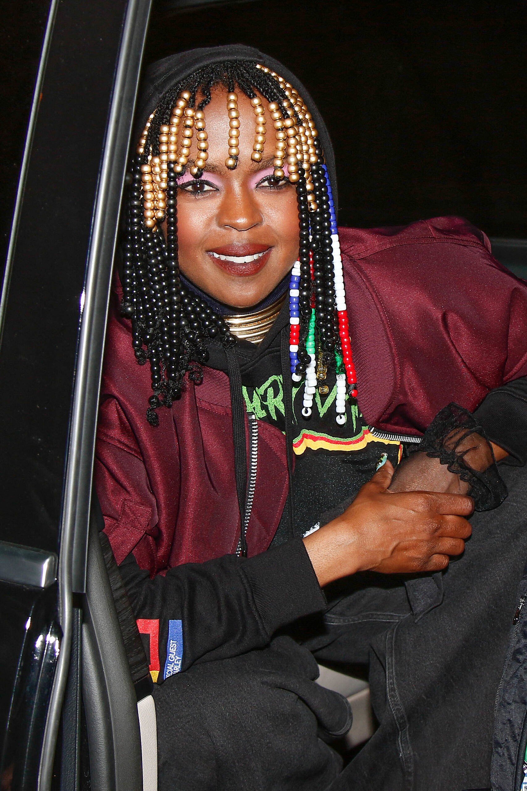 Lauryn Hill is seen leaving Dover Street Market after merch signing in Paris