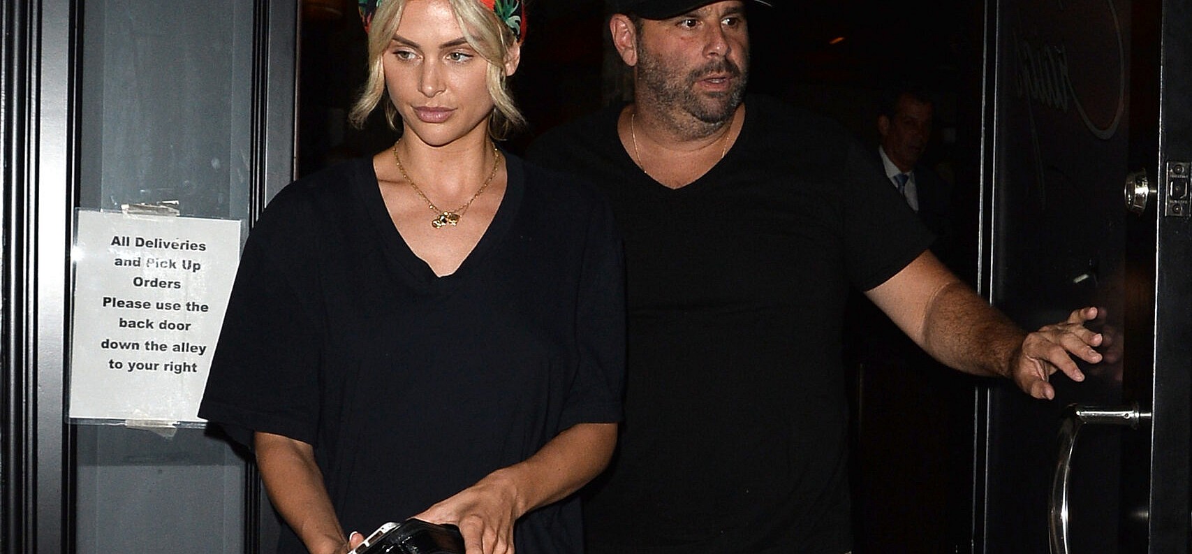 Lala Kent & Randall Emmett walking out of restaurant