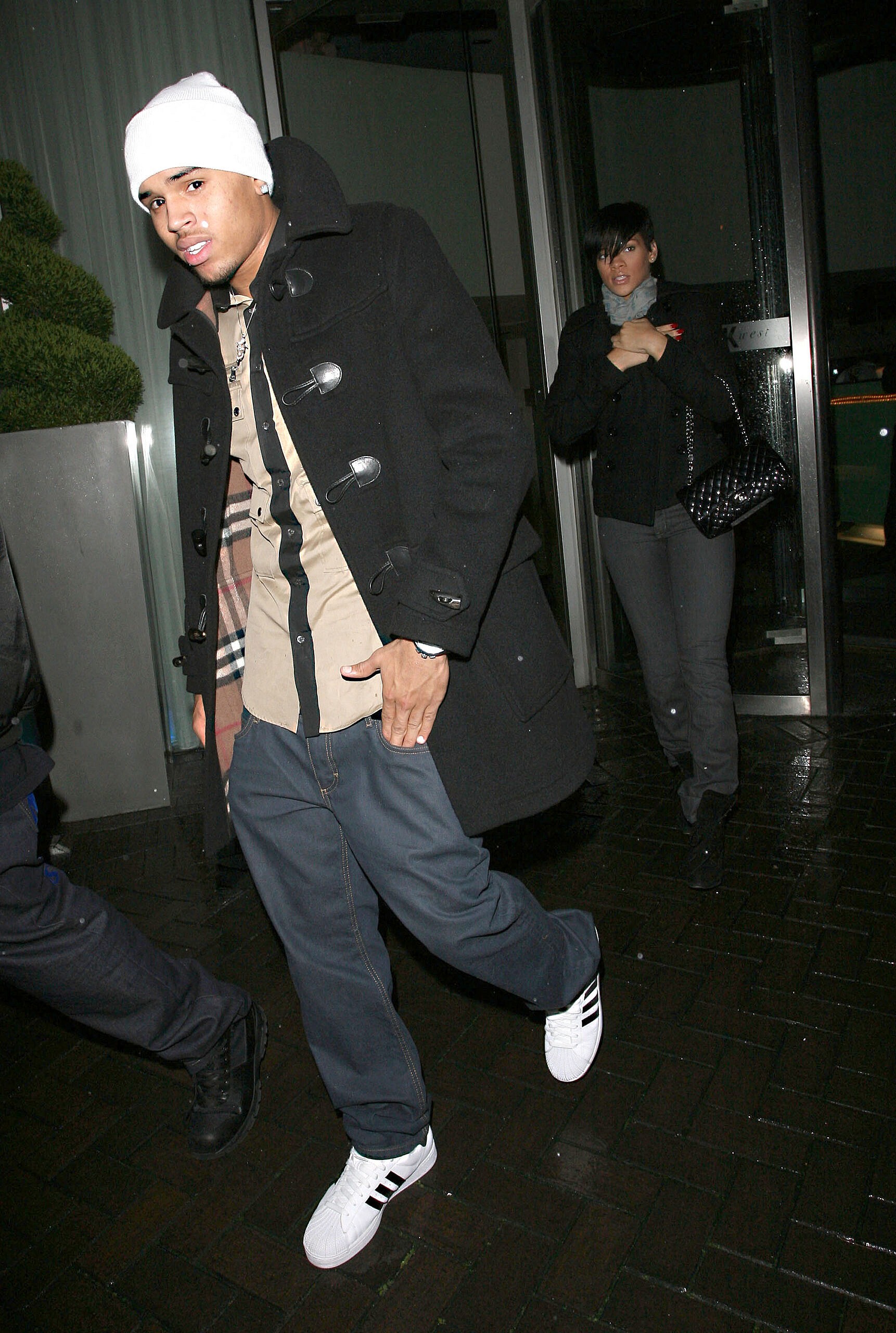 Rihanna and her boyfriend Chris Brown, pictured together for the first time, leaving the K West Hotel in Shepherd's Bush for an evening at Maya nightclub