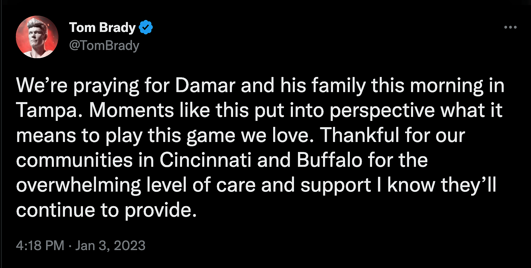 Tom Brady talks Damar Hamlin collapse