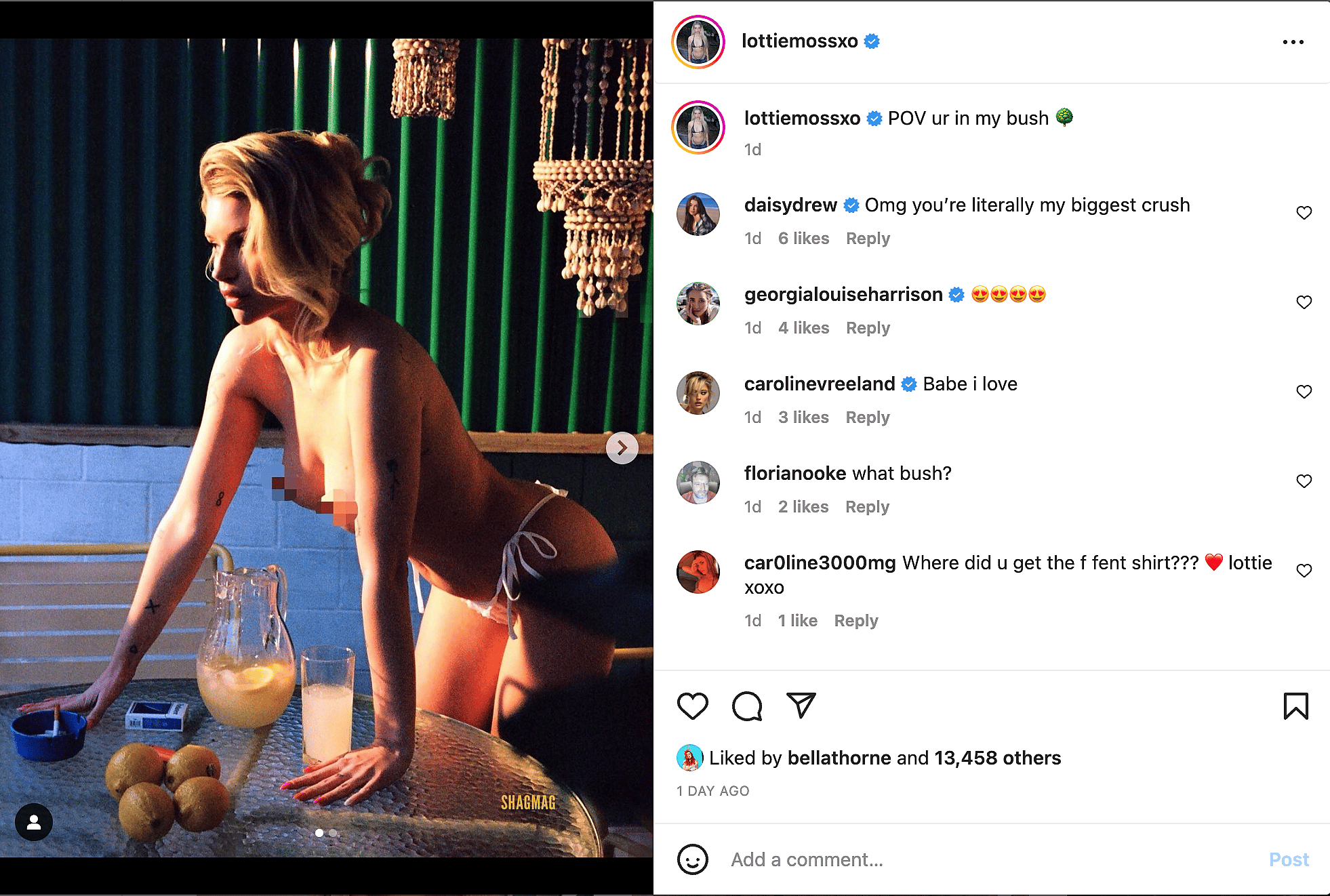 Lottie Moss Makes Herself A Snack In Must Censor IG Post