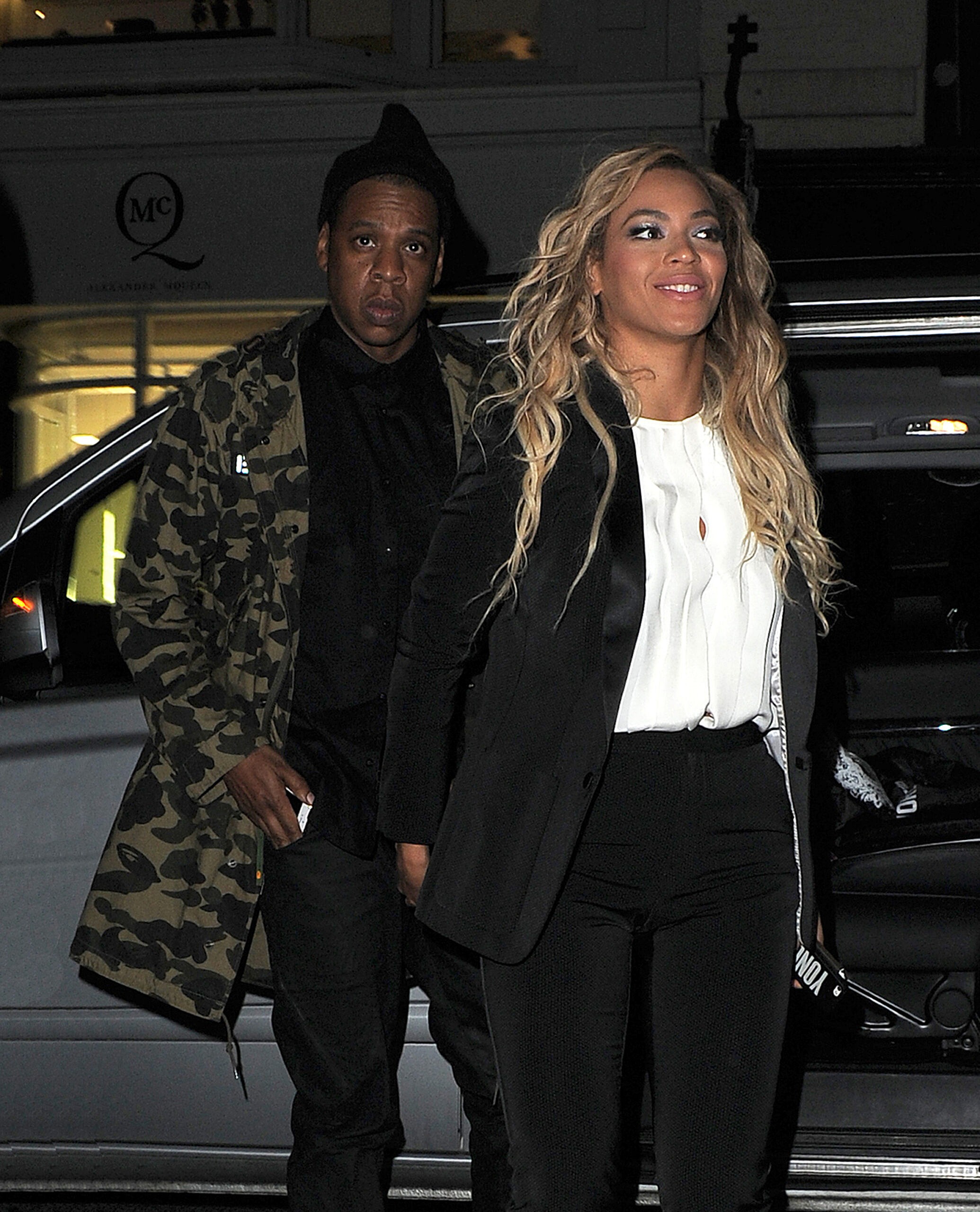 Beyonce Knowles and her husband Jay Z are seen arriving at The Arts Club in Mayfair