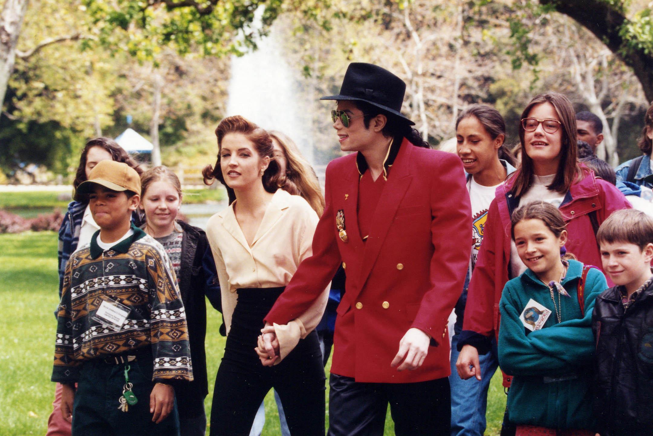 Michael Jackson with guests at Neverland