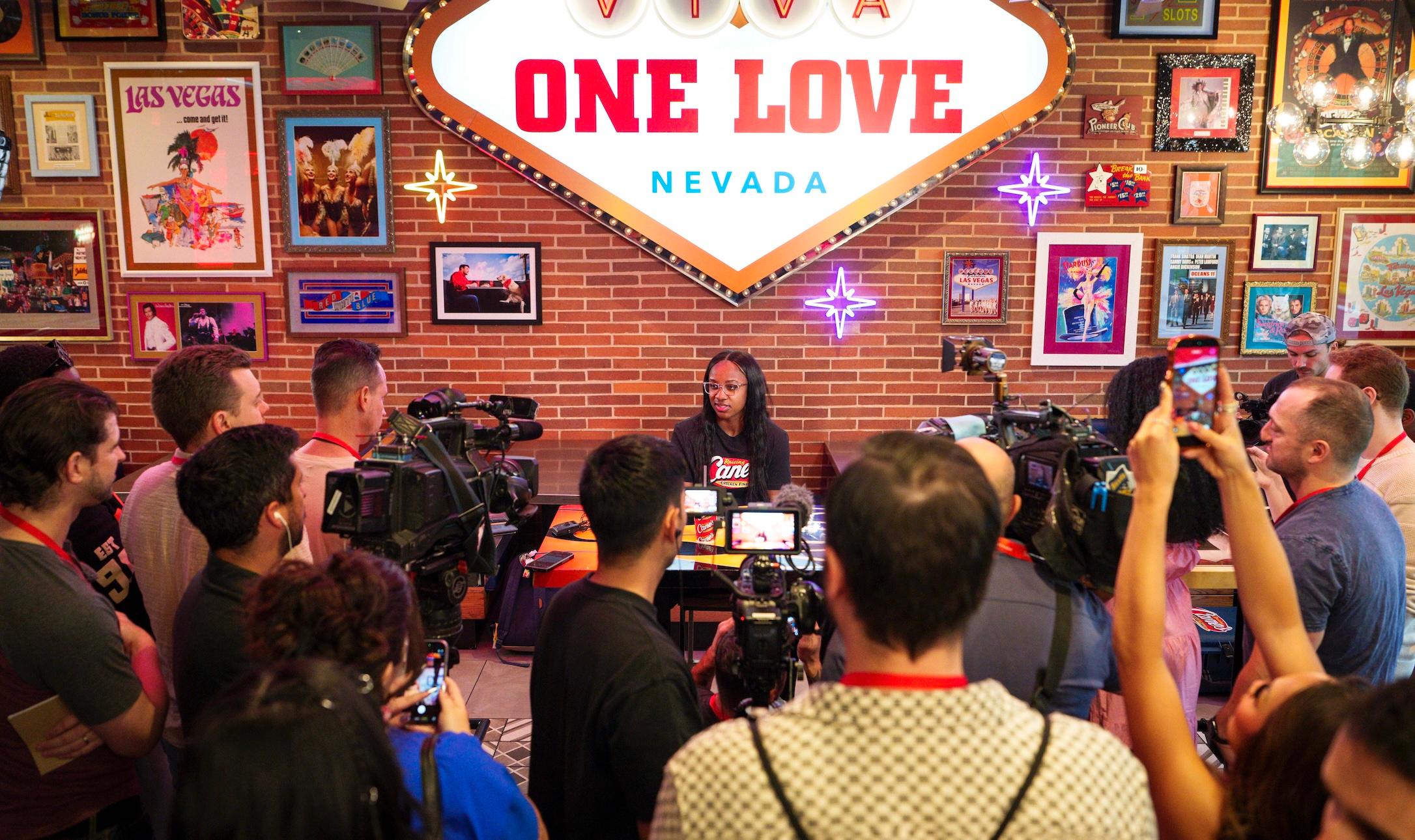 Jackie Young at Raising Cane's Las Vegas during press conference