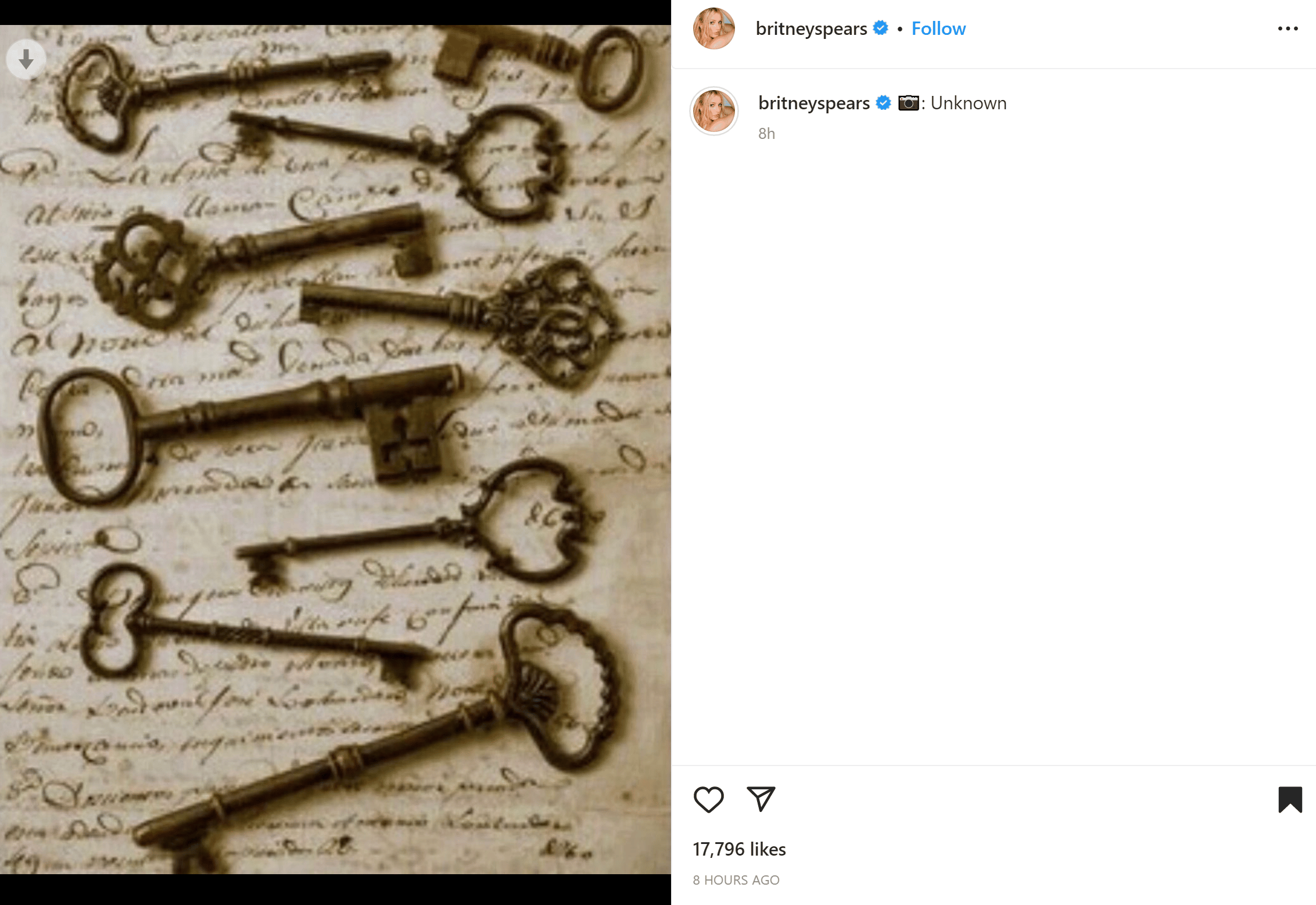 Britney Spears' post on January 19