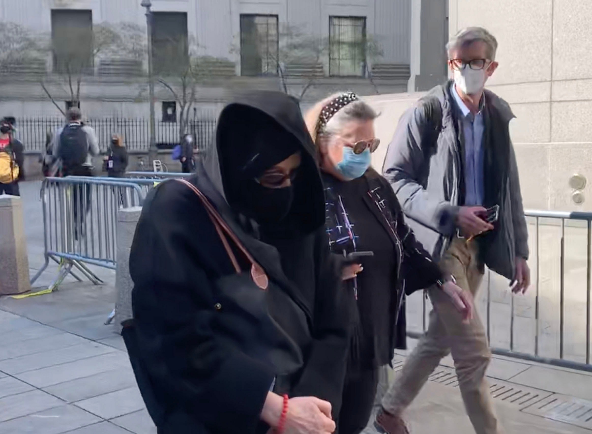 Isabel Maxwell leaves a court where her sister Ghislaine pleaded not guilty on Friday to new charges of sex trafficking for her former boyfriend Jeffrey Epstein