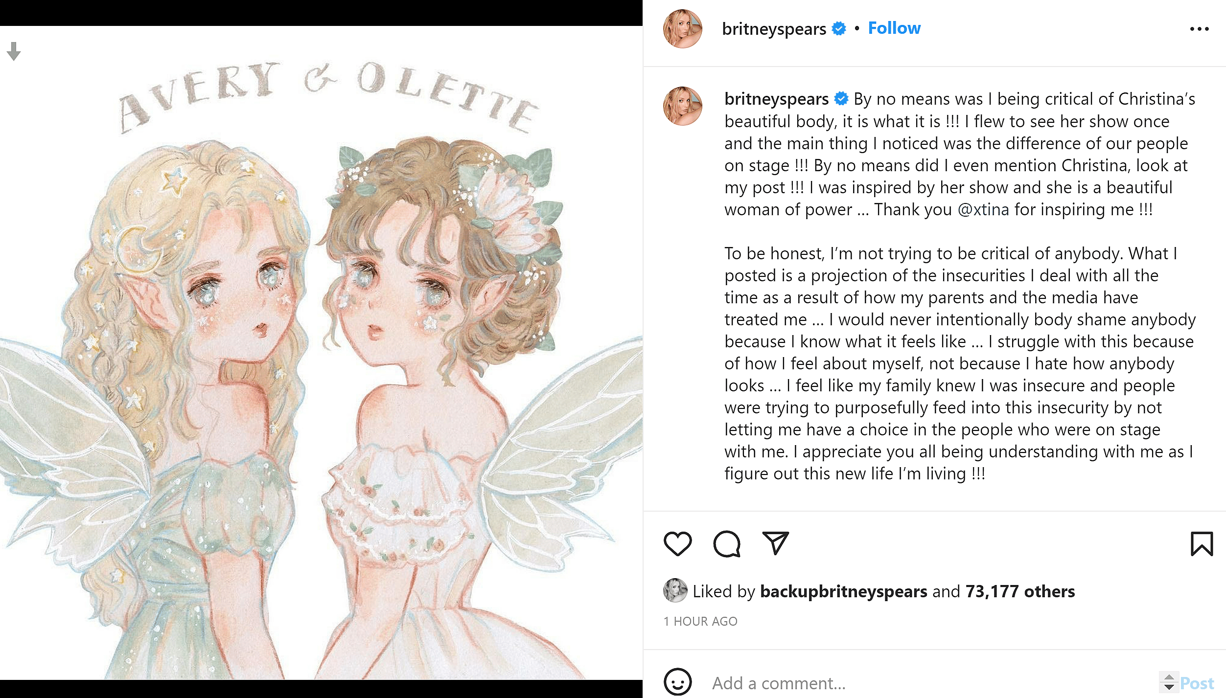 Britney Spears clarifies comments about Christina Aguilera