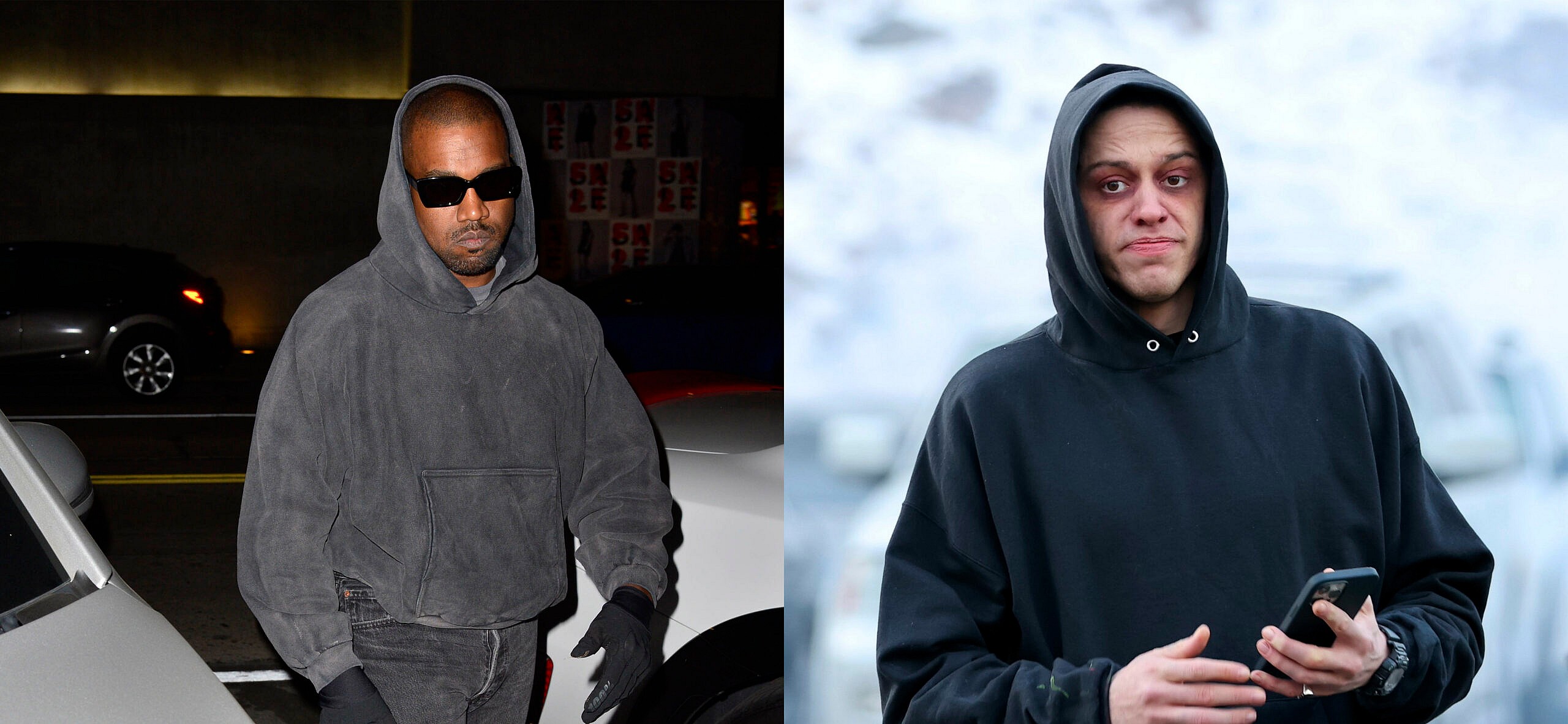 Kanye West and Pete Davidson portraits