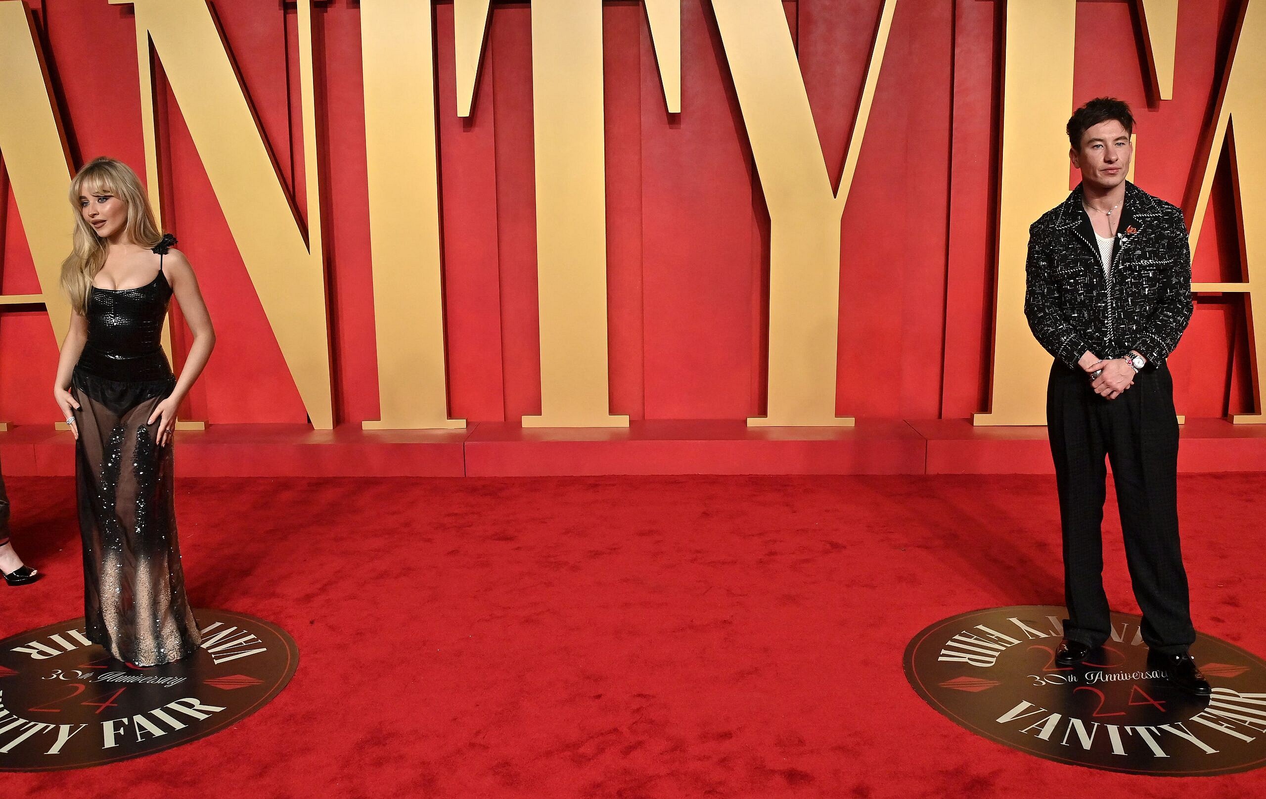 Sabrina Carpenter and Barry Keoghan at Vanity Fair Oscar Party 2024