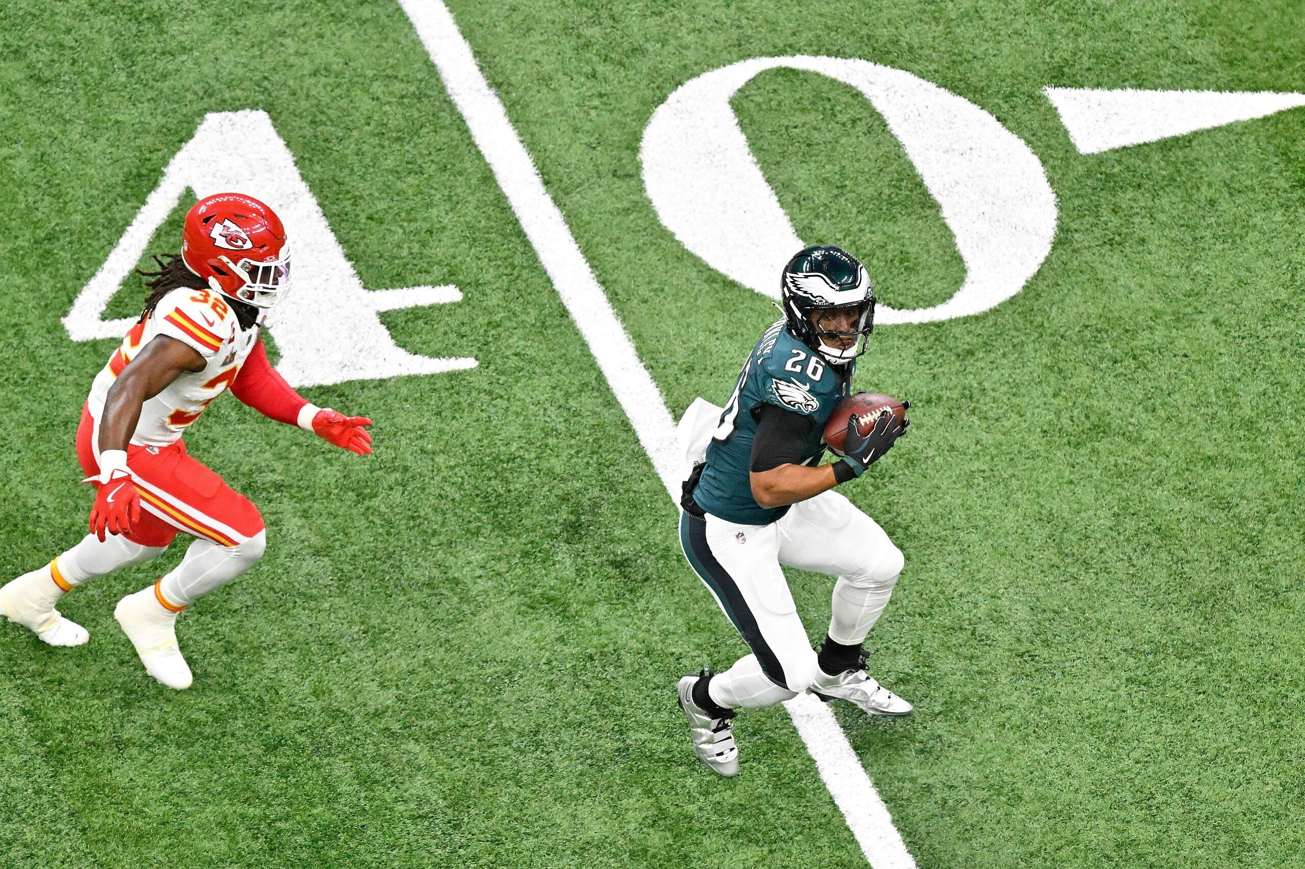 Saquon Barkley on the football field.