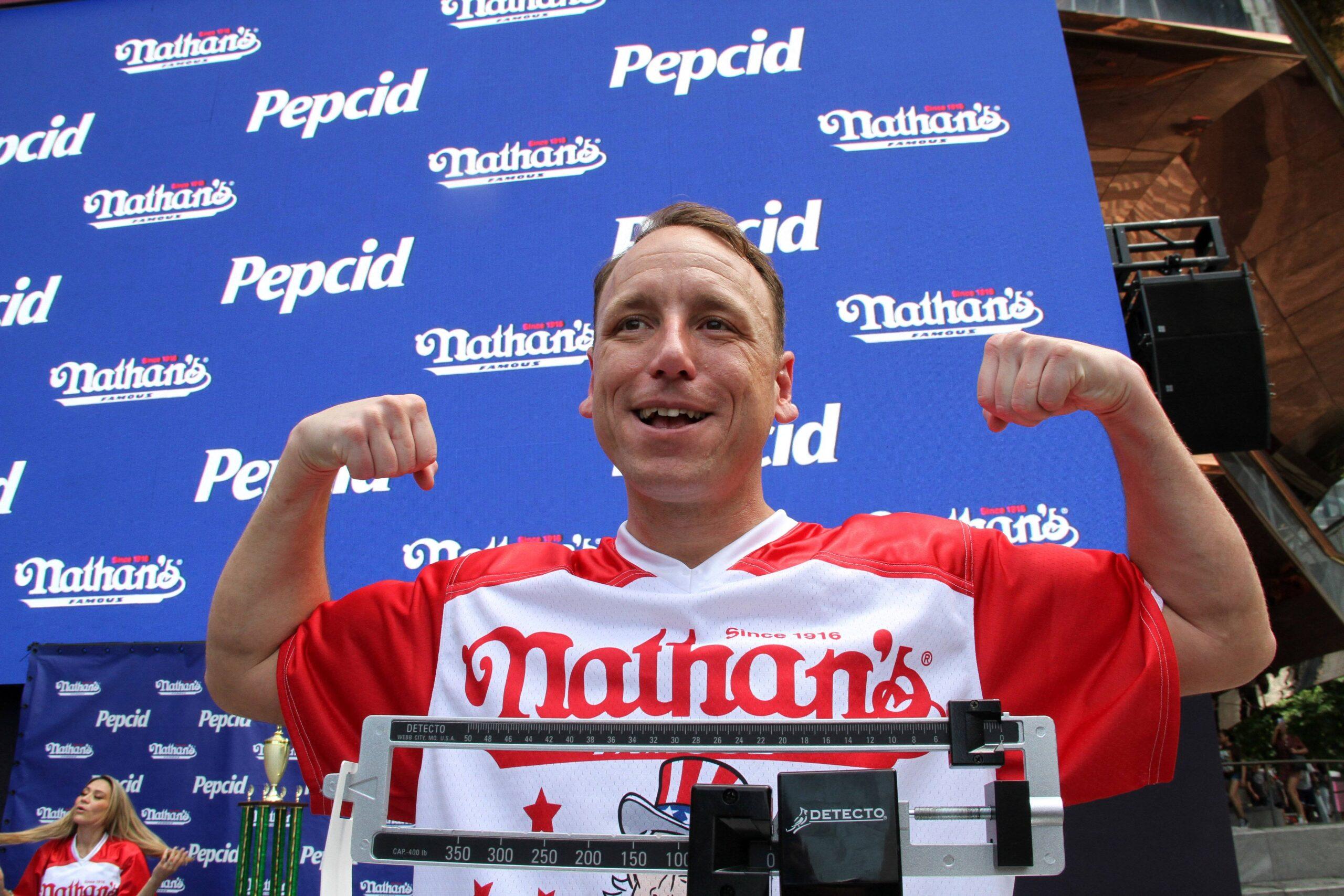 Joey Chestnut at Nathan's hot dog contest