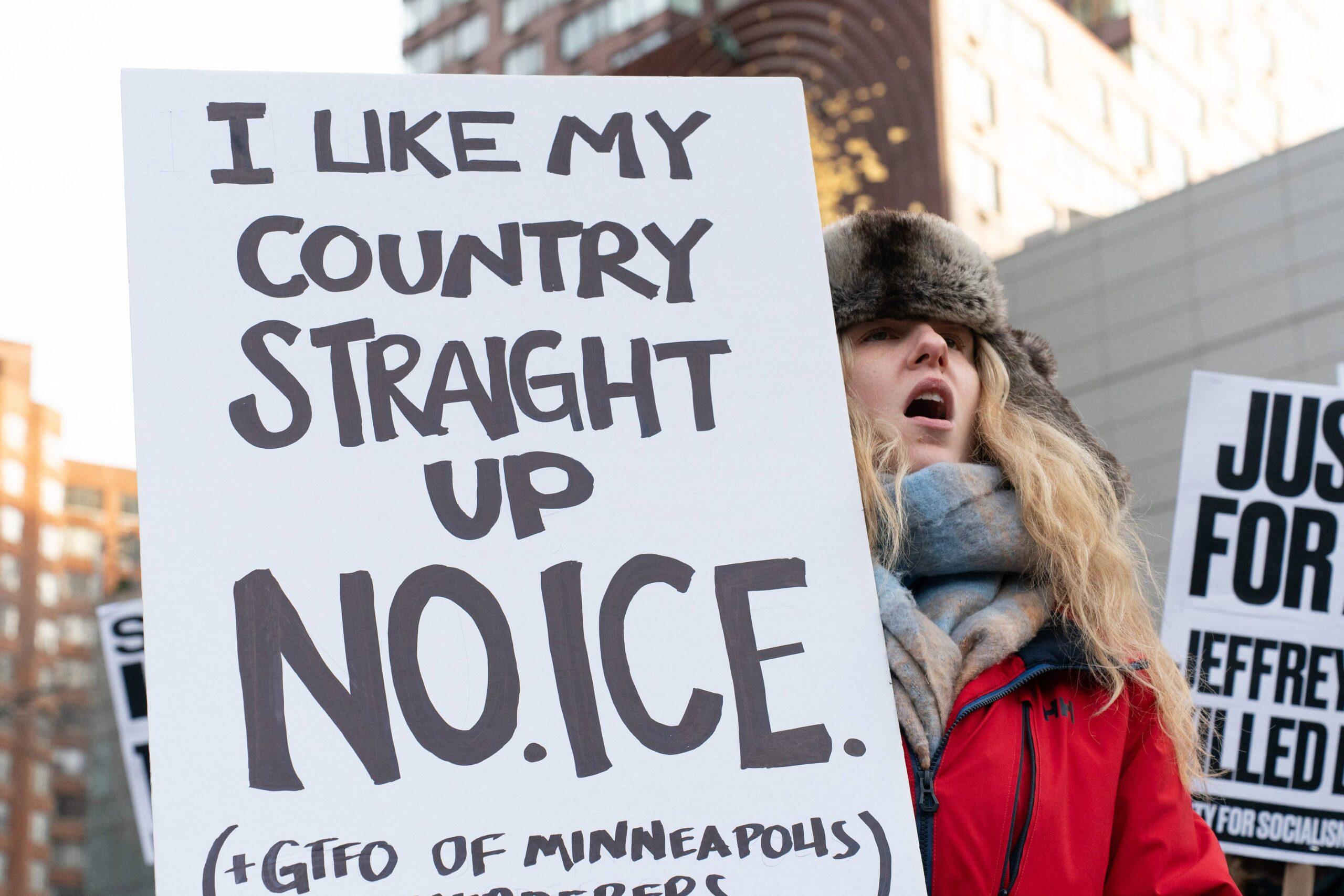NYC Residents Protest Against ICE Killing Of Alex Jeffrey Pretti
