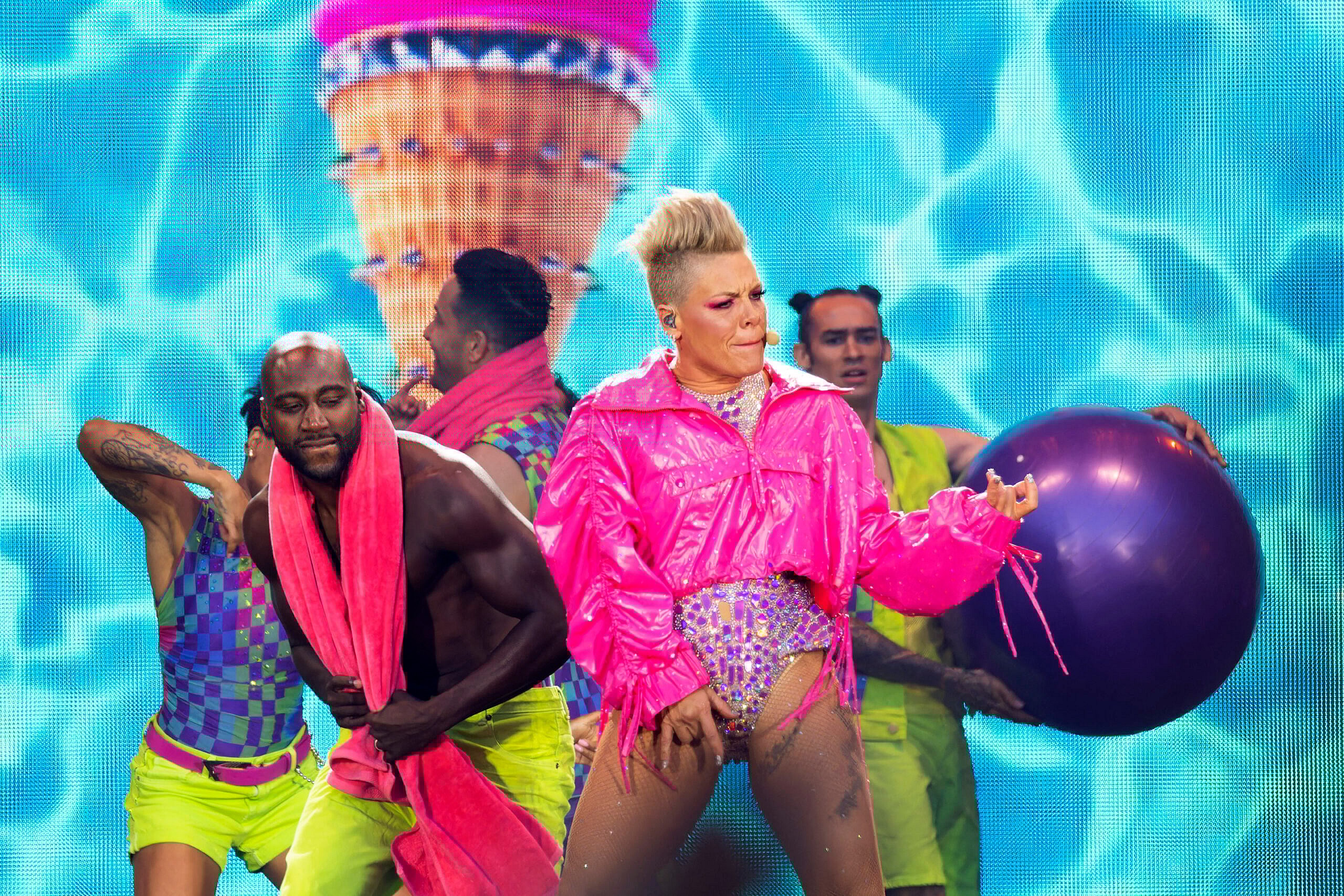 Pink performs at University of Bolton Stadium