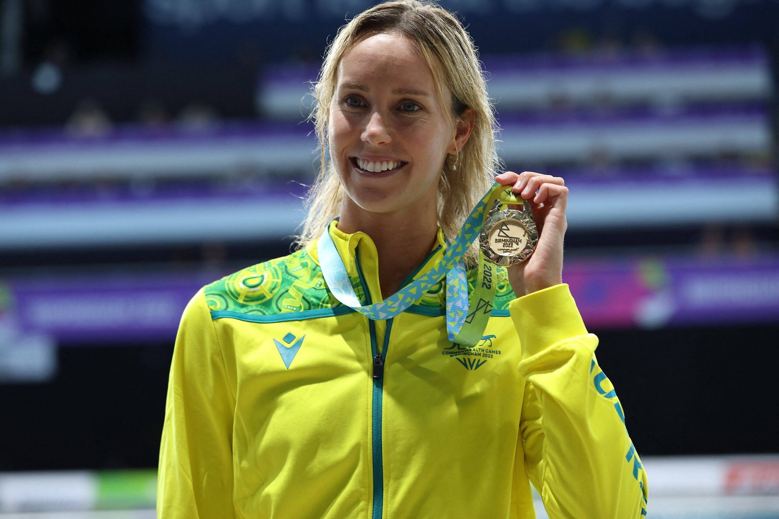 Finalist holding a medal at the Birmingham 2022 Commonwealth Games