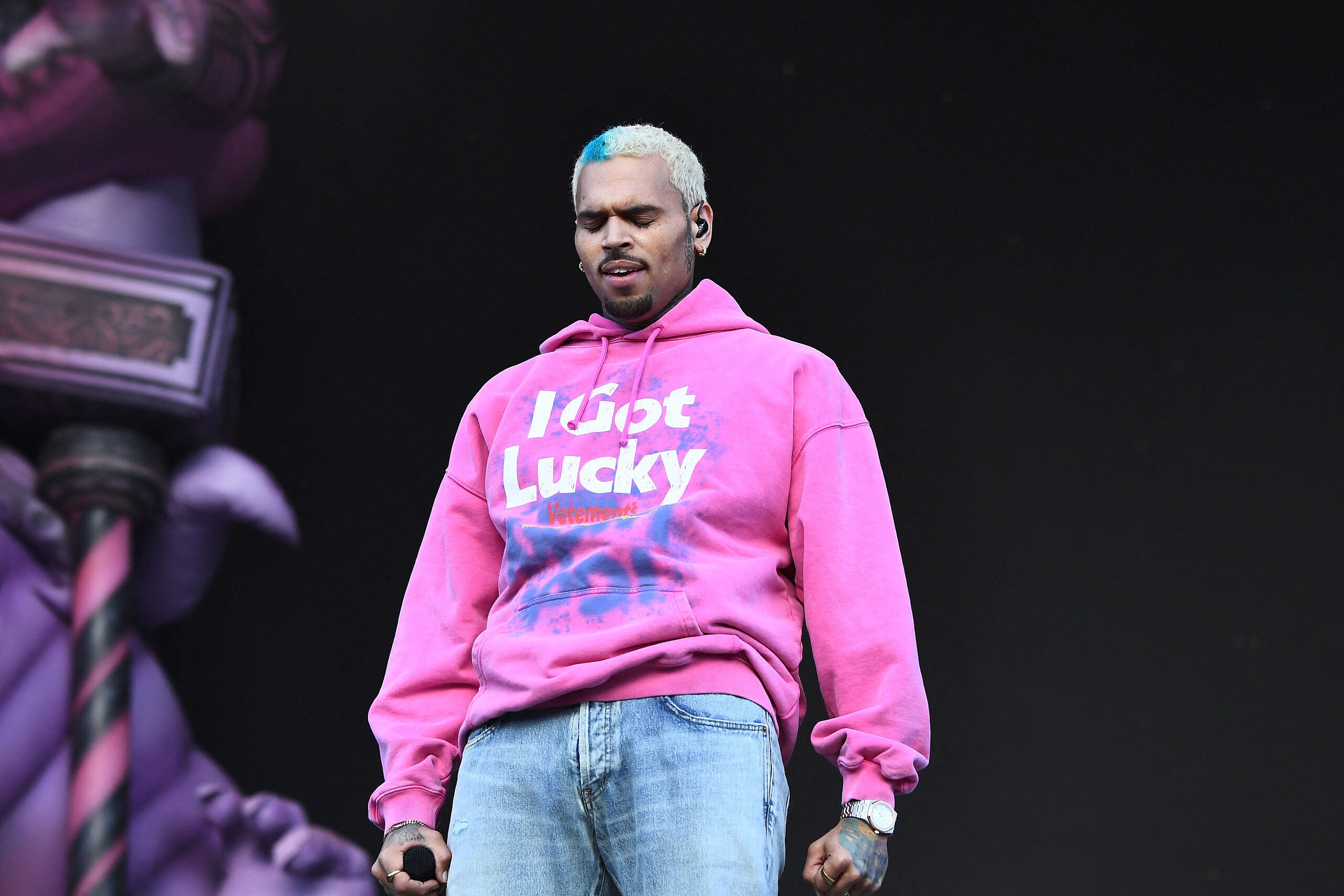 Chris Brown performing at Wireless Festival, Crystal Palace Park, London