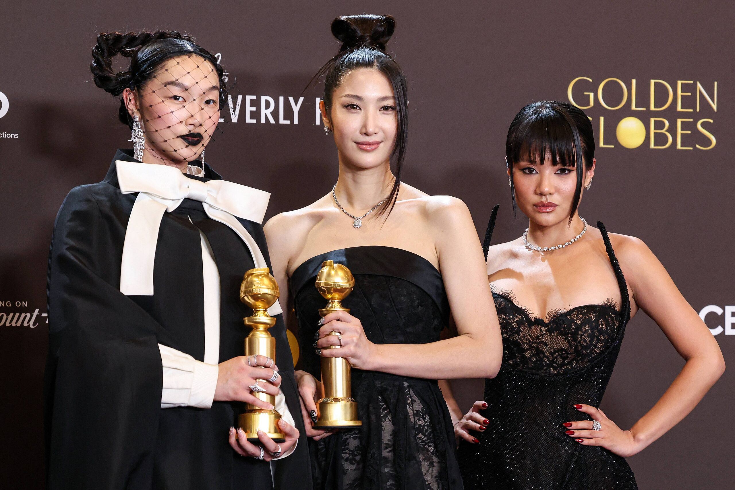 Audrey Nuna, EJAE and Rei Ami at the 83rd Annual Golden Globe Awards - Press Room