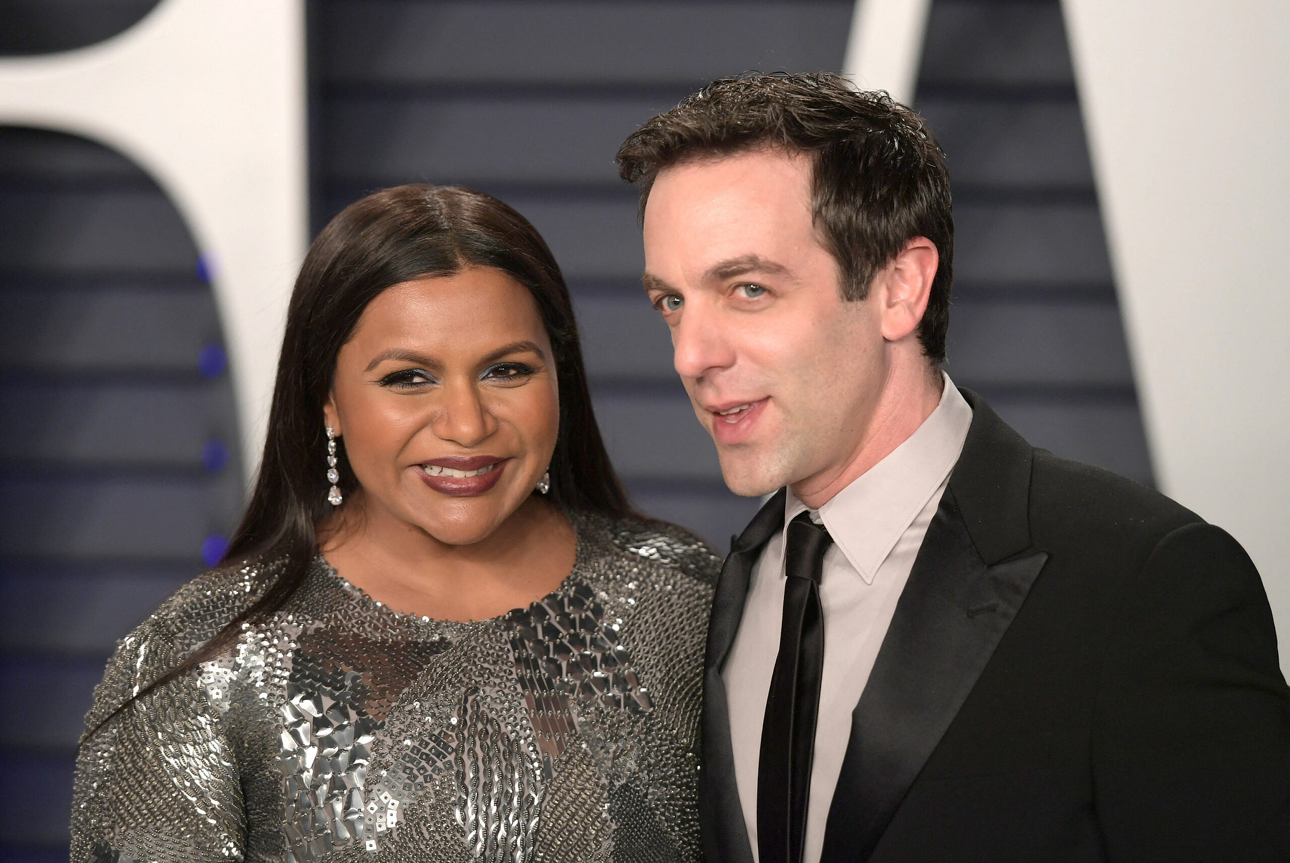 B.J. Novak and Mindy Kaling at Vanity Fair Oscar Party