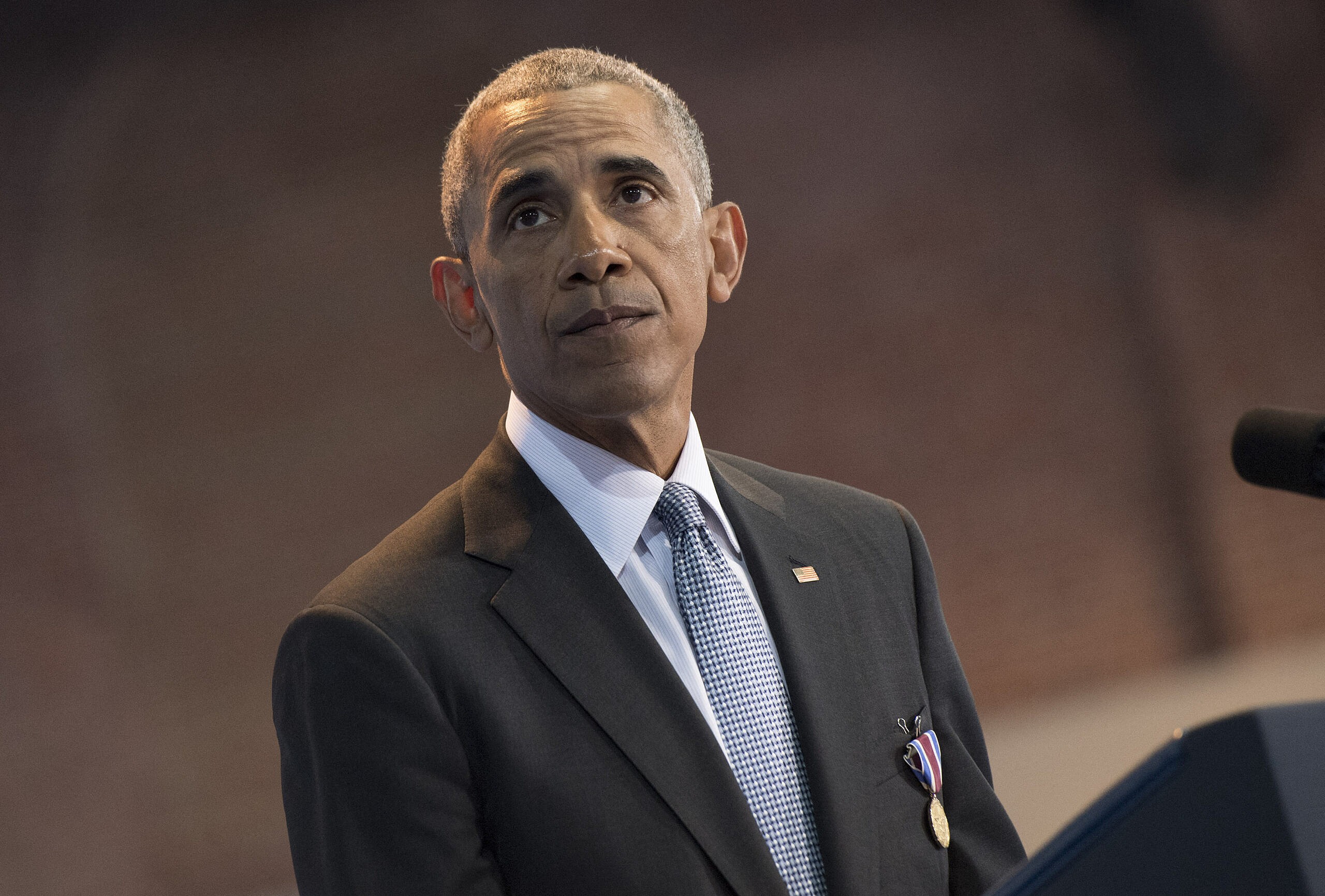 President Obama speaks during his Armed Forces Full Honor Review Farewell Ceremony