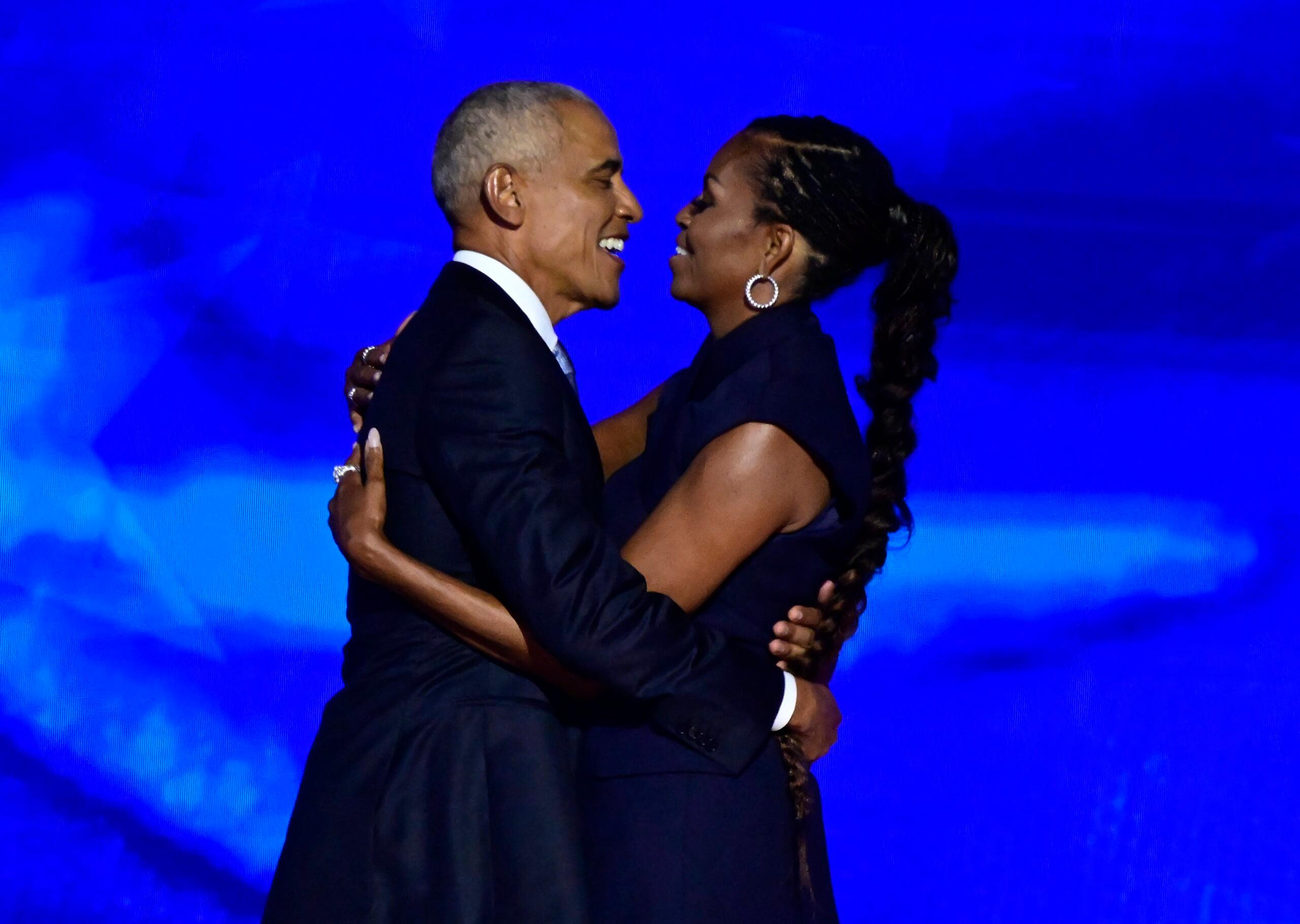 Michele Obama and Barack Obama at the 2024 Democratic National Convention
