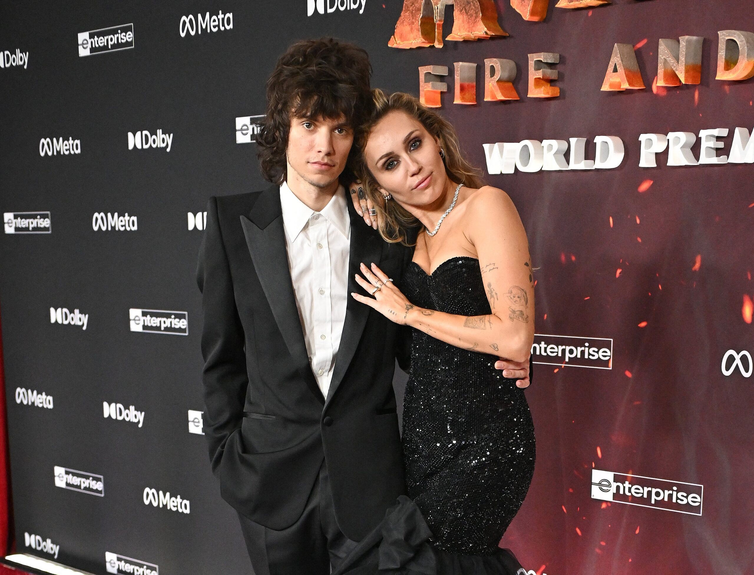 Miley Cyrus and Maxx Morando at Avatar Fire and Ash World Premiere