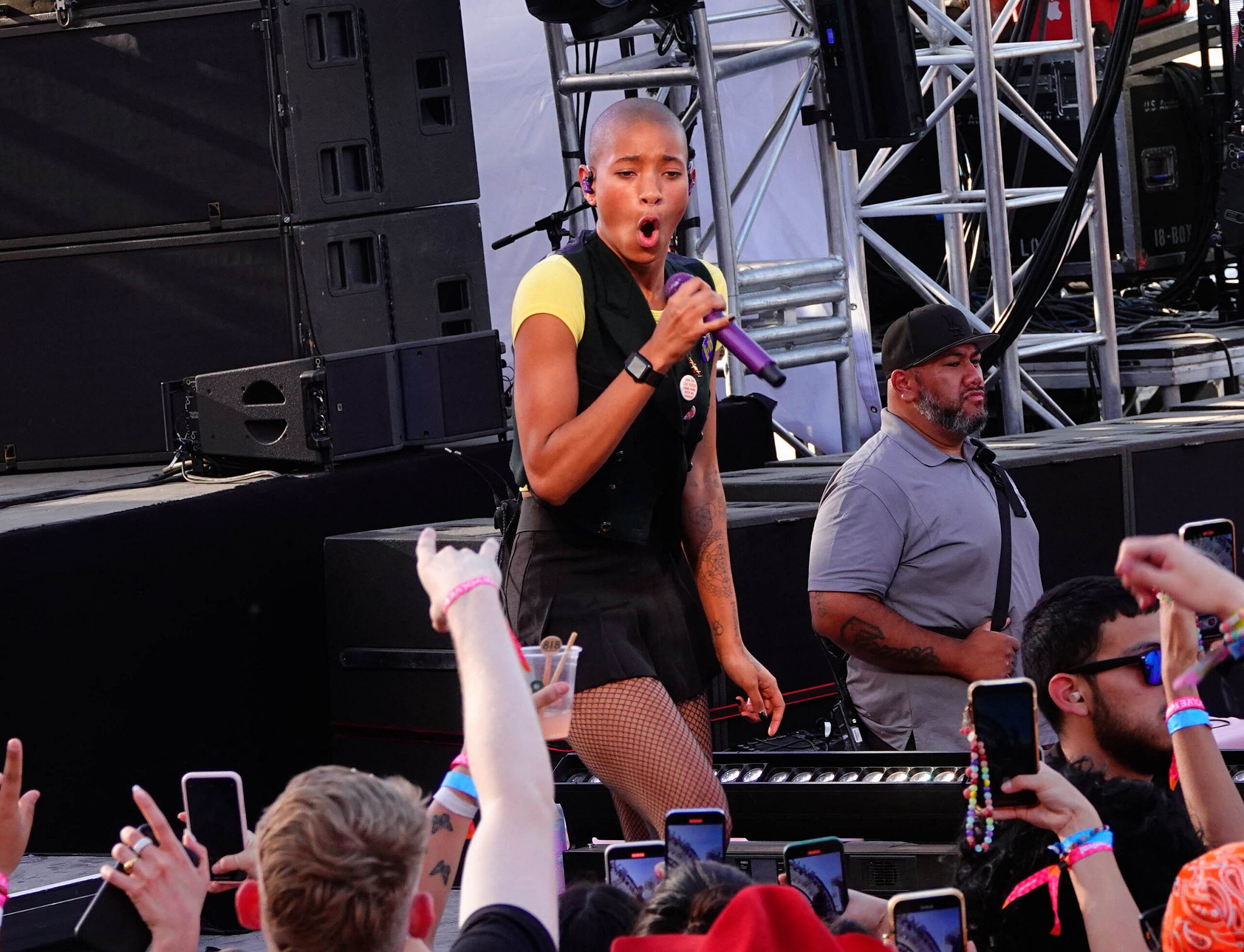 Willow Smith performs for the first time since dad Will Smith had the slapping incident with Chris Rock at Revolve Festival in Indio, CA