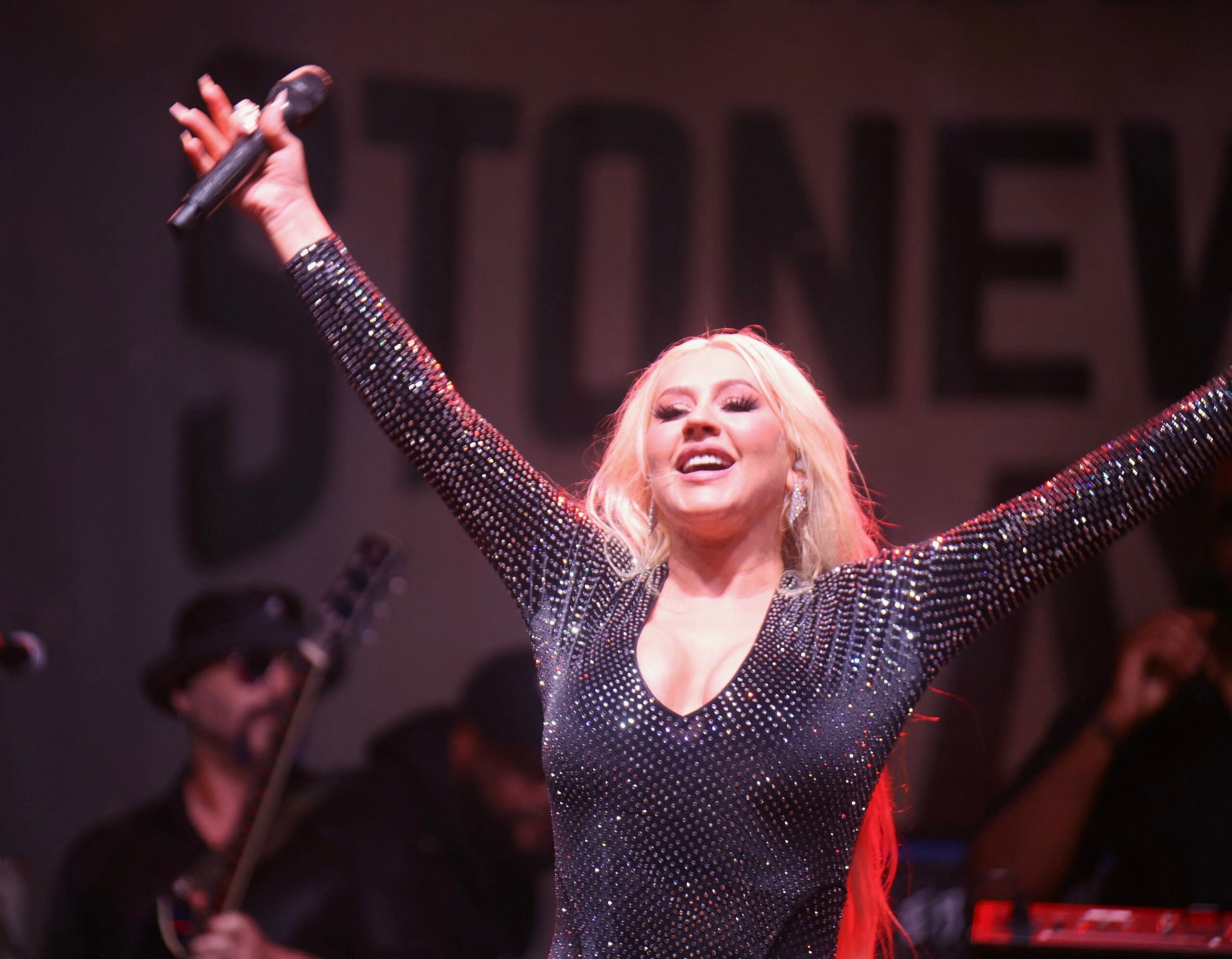Christina Aguilera performs at the Stonewall Day pride event