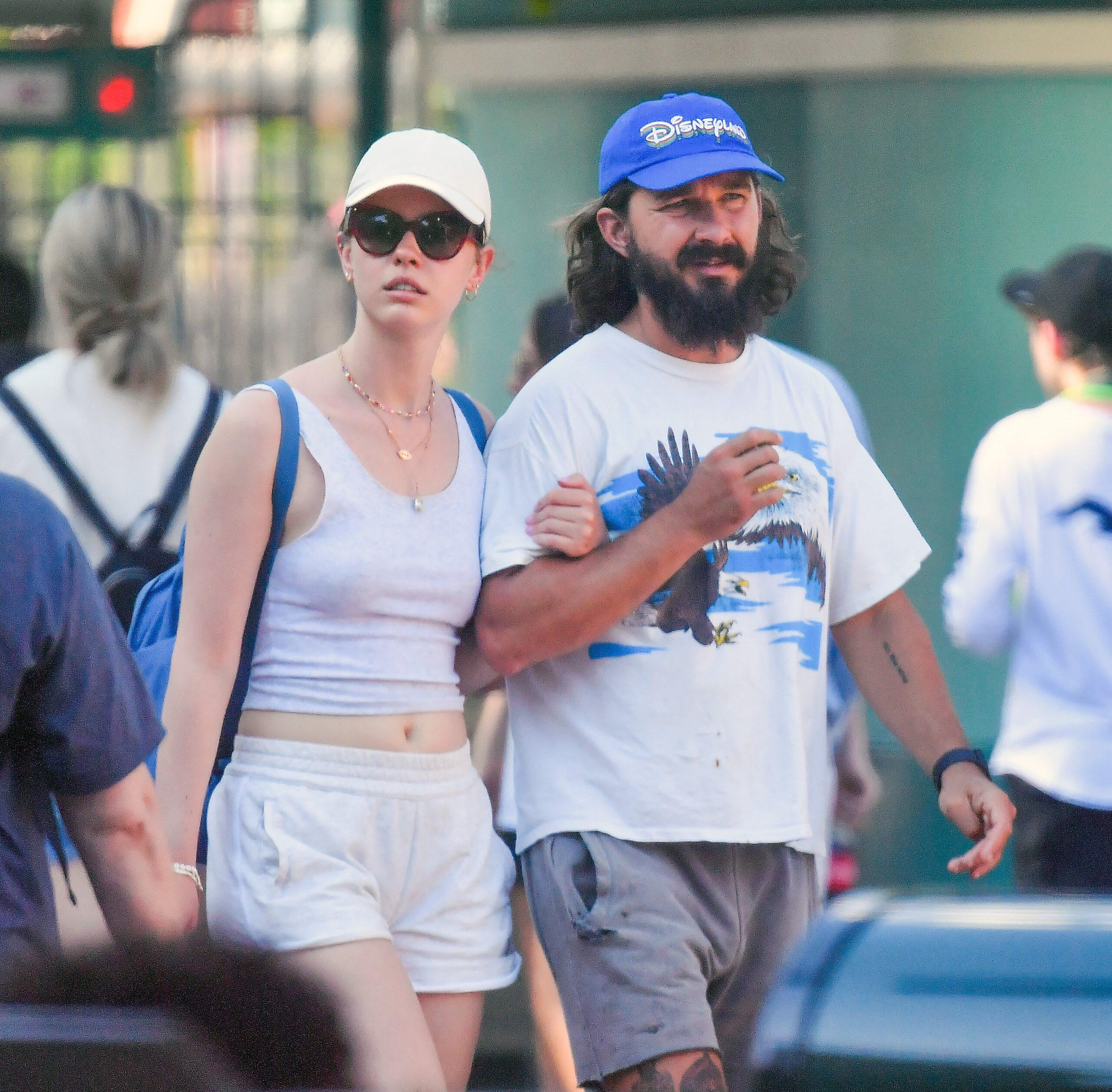 Mia Goth and Shia LaBeouf during a Disneyland date in 2021